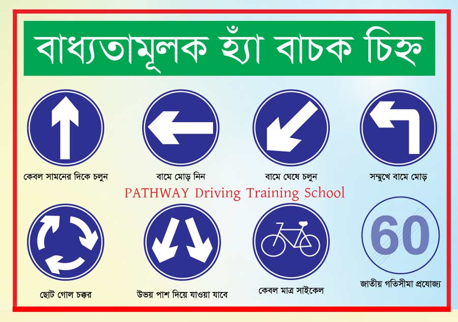 compulsory-yes-traffic-sign বাধ্যতামূলক হ্যা বাচক ট্রাফিক সাইন